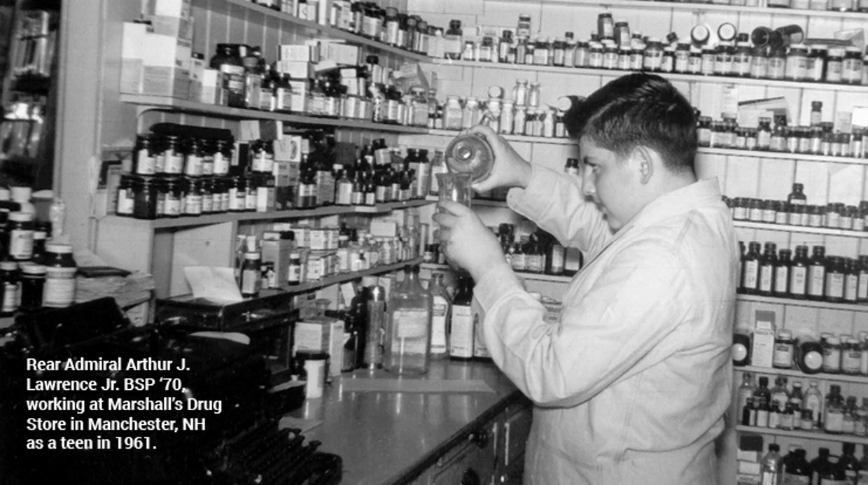 vintage photo of Rear Admiral Arthur J. Lawrence Jr., BSP ‘70 in the laboratory 