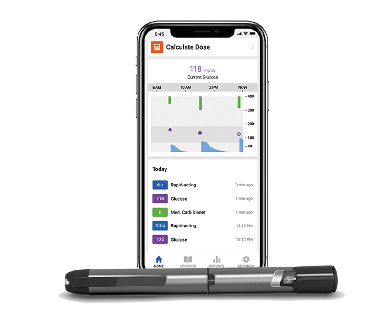 photo of cell phone showcasing diabetes management app