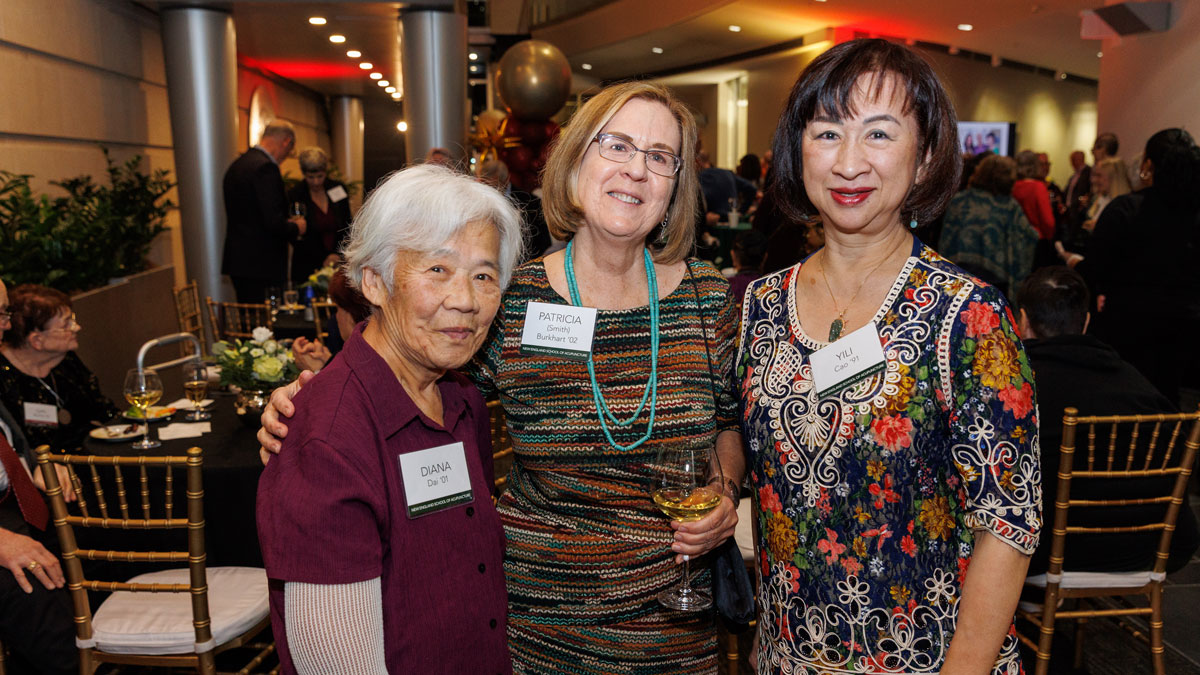 Three women at the MCPHS NESA reunion.